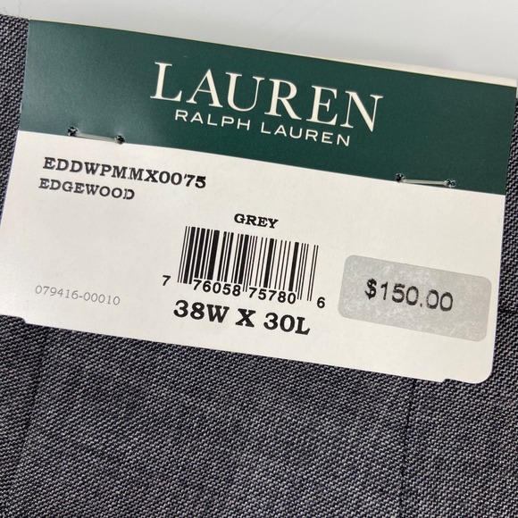 Lauren Ralph Lauren Men's 100% Wool Dress Pants Edgewood Gray 38x30(29) NEW READ - Picture 3 of 7